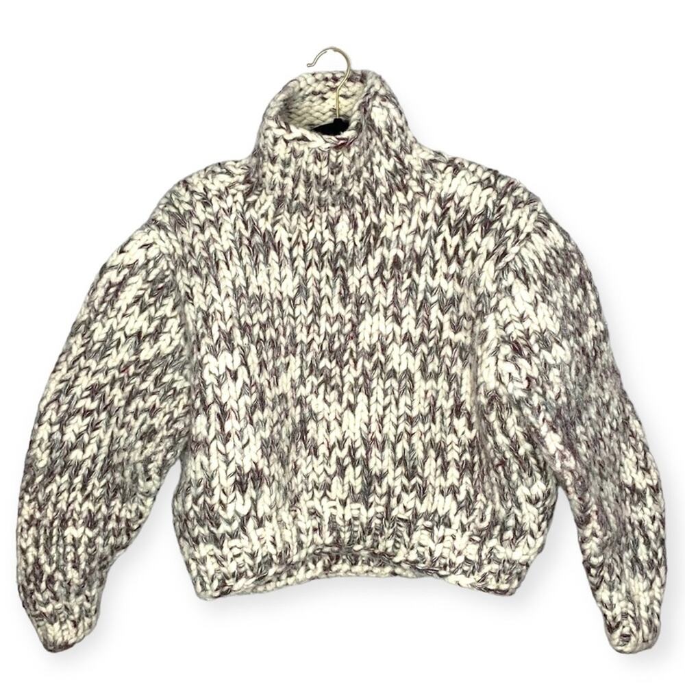 IRO chunky knit heavy 100% highland wool turtle neck sweater women’s size XS